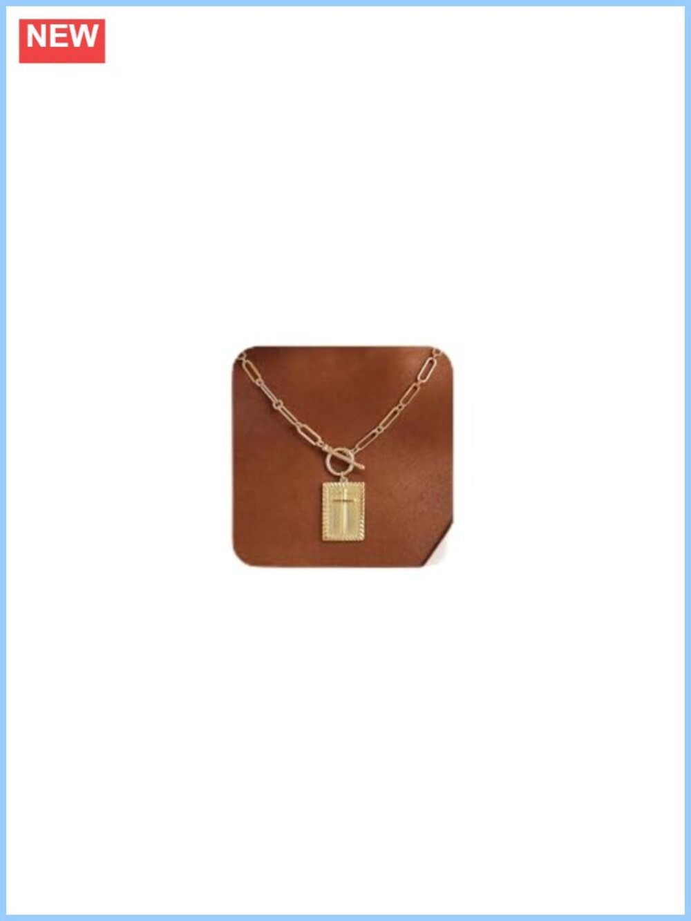 Dainty 14K Gold Plated Paperclip Charm Cross Pendant Necklace